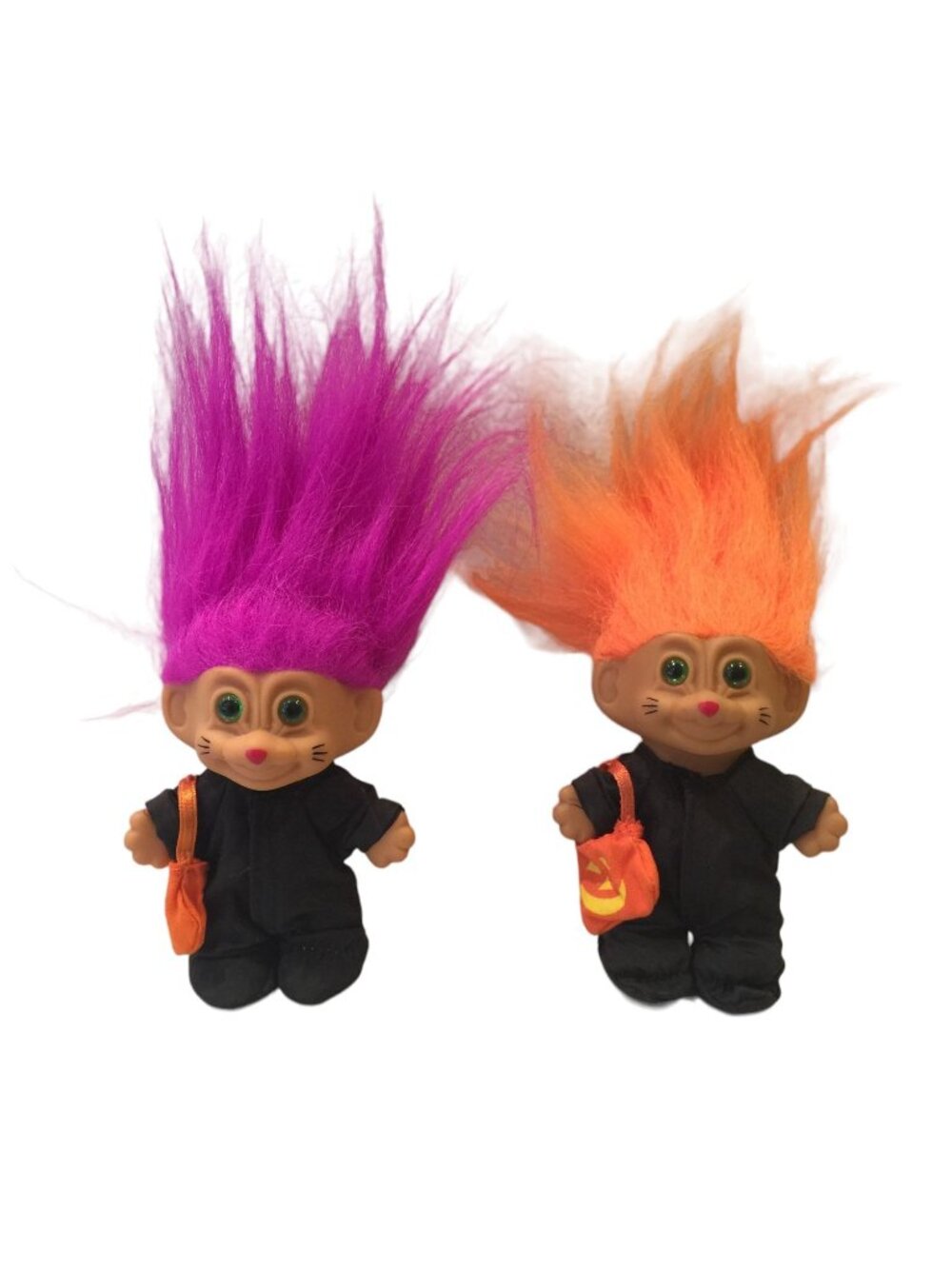 Halloween Russ Trick or Treat Mini Trolls Fuchsia Neon Orange Set of 2
